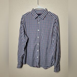 UNTUCKIT Mens Button Down Shirt Size Large Plaid Blue Red Long Sleeve Cotton